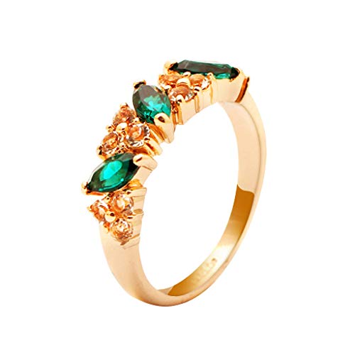 jieGorge Kleine Ringe Rosen-weißer Ring-Schmuck-natürlicher Hochzeits-Golddiamant-romantische Ringe Modekreativer, Leichter, Verstellbarer Persönlichkeitsring für Damen (Gold, One Size) von jieGorge