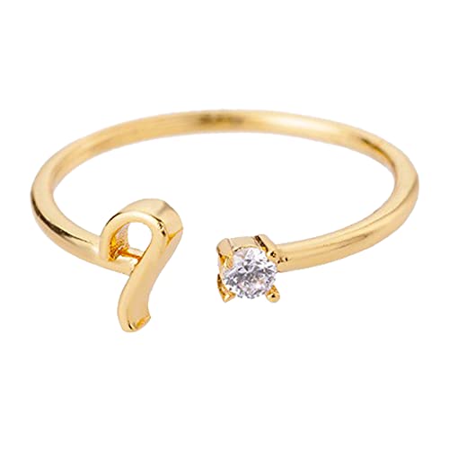 jieGorge Kostüm Ringe Gold Personalisierter Strass 26 Anfangsring Schmuck Personalisierter Anfangsbuchstabe Offener Ring Mit Strass Ring Für Frauen (I, One Size) von jieGorge
