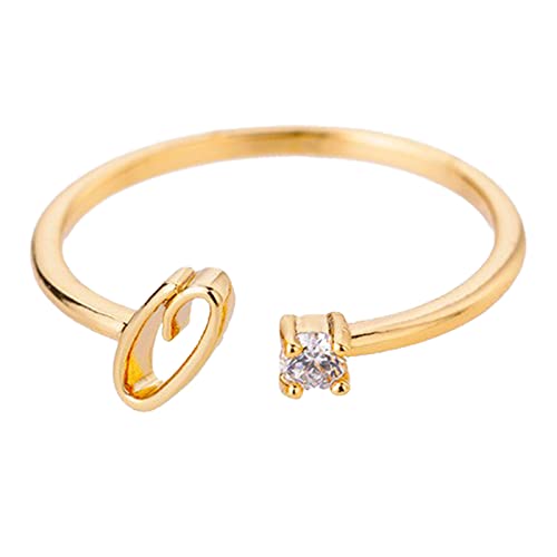 jieGorge Kostüm Ringe Gold Personalisierter Strass 26 Anfangsring Schmuck Personalisierter Anfangsbuchstabe Offener Ring Mit Strass Ring Für Frauen (O, One Size) von jieGorge