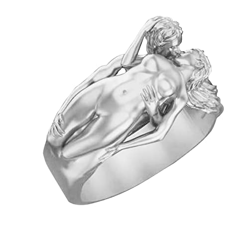 jieGorge Kristallringe für Frauen Spirituell Und Serie Geschenke übertriebene Ringe Valentinstag Love Männer Frauen Couple Day Rings (Silver, 6) von jieGorge