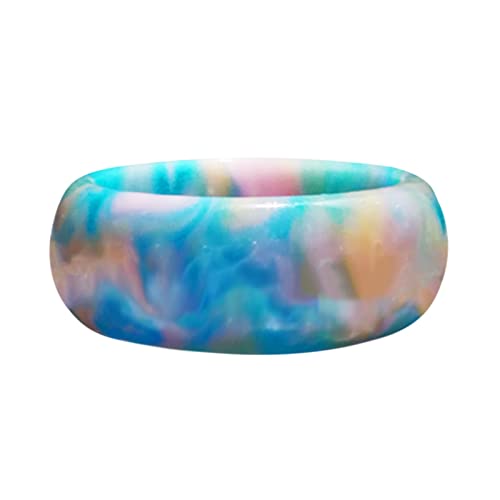 jieGorge Löffelringe Acryl-einfacher Blauer Art-Luckys-Ring-Dicker Schmuck-Ring-Blauer bunter Wolken-Ring-Ring mit Mädchen-Wolken-Strand-Damen-Ringen (C, One Size) von jieGorge