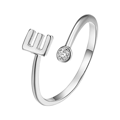 jieGorge Männer Ringe Modische plattierte Silber-Öffnungsbuchstaben mit -verstellbarem Ring-Damen-Schmuck Modekreativer, Leichter, Verstellbarer Persönlichkeitsring für Damen (E, One Size) von jieGorge
