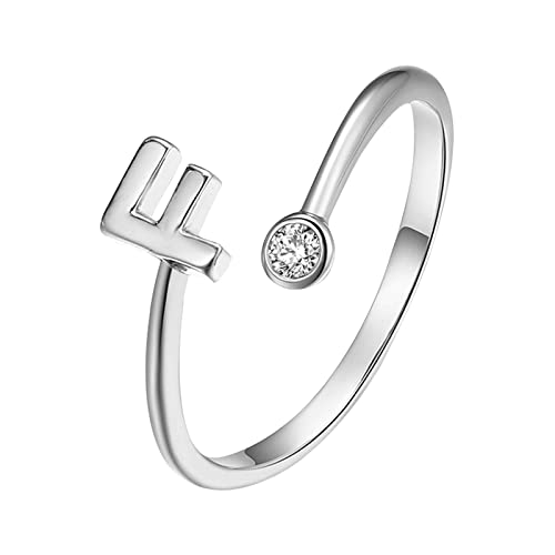 jieGorge Männer Ringe Modische plattierte Silber-Öffnungsbuchstaben mit -verstellbarem Ring-Damen-Schmuck Modekreativer, Leichter, Verstellbarer Persönlichkeitsring für Damen (F, One Size) von jieGorge