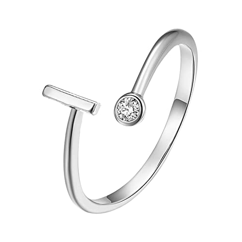 jieGorge Männer Ringe Modische plattierte Silber-Öffnungsbuchstaben mit -verstellbarem Ring-Damen-Schmuck Modekreativer, Leichter, Verstellbarer Persönlichkeitsring für Damen (I, One Size) von jieGorge