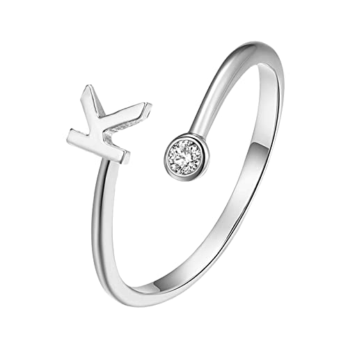 jieGorge Männer Ringe Modische plattierte Silber-Öffnungsbuchstaben mit -verstellbarem Ring-Damen-Schmuck Modekreativer, Leichter, Verstellbarer Persönlichkeitsring für Damen (K, One Size) von jieGorge