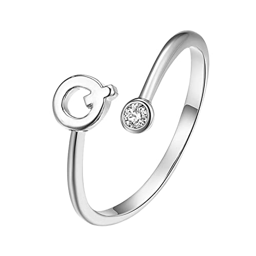 jieGorge Männer Ringe Modische plattierte Silber-Öffnungsbuchstaben mit -verstellbarem Ring-Damen-Schmuck Modekreativer, Leichter, Verstellbarer Persönlichkeitsring für Damen (Q, One Size) von jieGorge