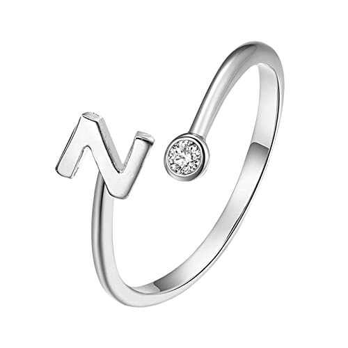 jieGorge Männer Ringe Modische plattierte Silber-Öffnungsbuchstaben mit -verstellbarem Ring-Damen-Schmuck Modekreativer, Leichter, Verstellbarer Persönlichkeitsring für Damen (Z, One Size) von jieGorge