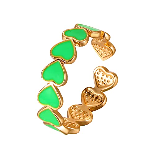 jieGorge Männliche Ringe Verstellbares Herz und für Frauen Öffnungsring Mädchen lieben runde Form modische Ring Schmuck Ringe (Green, One Size) von jieGorge