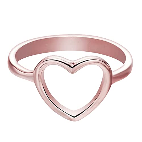 jieGorge Midi~Ring Einfach galvanisierender Liebes-Herz-Ring-Damen-Schmuck-verlobter Ring Modekreativer, Leichter, Verstellbarer Persönlichkeitsring für Damen (Rose Gold, 6) von jieGorge