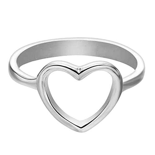 jieGorge Midi~Ring Einfach galvanisierender Liebes-Herz-Ring-Damen-Schmuck-verlobter Ring Modekreativer, Leichter, Verstellbarer Persönlichkeitsring für Damen (Silver, 10) von jieGorge