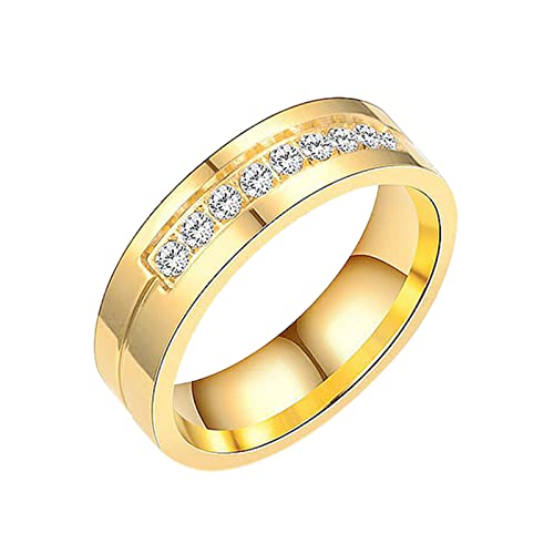 jieGorge Midi~Ringe für Frauen Mode Trend Ring Edelstahl Verkrustete Liebhaber Stahl Zirkon Ring Legierung Frauen Männer Exquisite Ring Modeschmuck Geschenk Ringe Für Freunde Mädchen Jungen (Gold, 7) von jieGorge