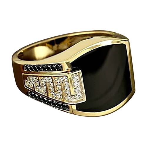 jieGorge Modeschmuck Ringe Mode-Edelstahl-Paar-Ring europäischer und amerikanischer Hip-Hop-Ring voller Diamantring Modekreativer, Leichter, Verstellbarer Persönlichkeitsring für Damen (Gold, 10) von jieGorge