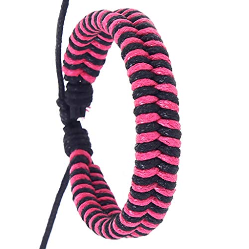 jieGorge Mutter-Tochter-Armbänder Ostern Einfache Armband Männer gewebte handgemachte Mode Seil Retro Mode Armbänder Goldene Perlenarmbänder Für Frauen (Hot Pink, One Size) von jieGorge