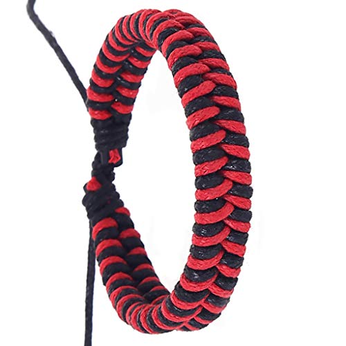 jieGorge Mutter-Tochter-Armbänder Ostern Einfache Armband Männer gewebte handgemachte Mode Seil Retro Mode Armbänder Goldene Perlenarmbänder Für Frauen (Red, One Size) von jieGorge