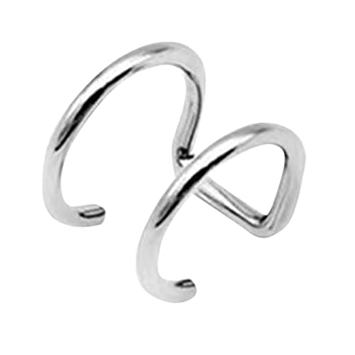 jieGorge Ohr Doppel Frauen Ohrring Gefälschte Einfache Mädchen Einstellbare Männer Kreuz Ohr Auf Keine Linien Piercing Criss Ohrmanschette Manschette Manschetten Ohrringe Blau Steine (A, One Size) von jieGorge