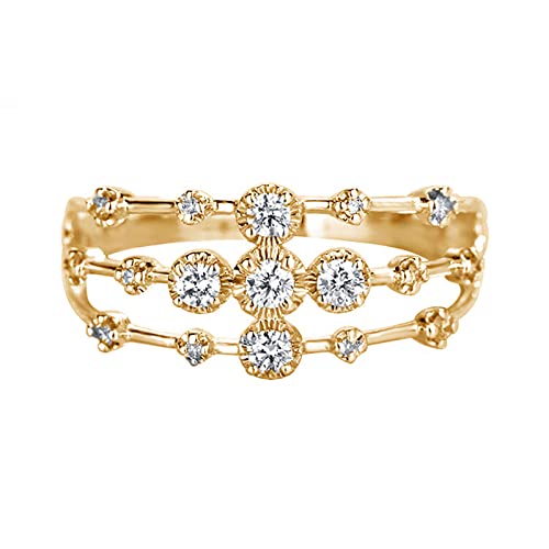 jieGorge Ring Paar Mode Frauen Diamant Open Work Ring Zirkon Verlobung Ehering (Gold, 7) von jieGorge