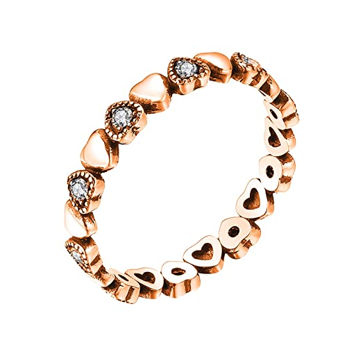 jieGorge Ring Schmuck Männer -Mikro-Intarsien und schöner Schmuck-Ring zum Valentinstag lieben einfache Ring-Tag-Zirkon-Ringe (Rose Gold, 8) von jieGorge
