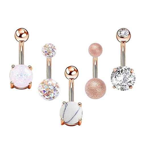 jieGorge Ringe Masse Piercing-Körpergeschenke Knopf Bauch 4 Stück/Set Modekreativer, Leichter, Verstellbarer Persönlichkeitsring für Damen (Gold, One Size) von jieGorge