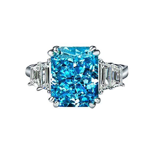 jieGorge Ringe für Männer Blue Diamond Schmuck Jubiläumsgeschenk Ehering Verlobungsringe Modekreativer, Leichter, Verstellbarer Persönlichkeitsring für Damen (Sky Blue, 8) von jieGorge