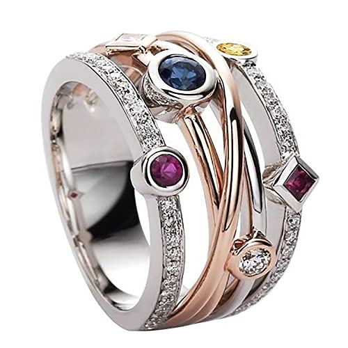jieGorge Ringe für Teenager Schöner Schmuck Ring Ring Kupfer 610 Frauen Wunderschöne Größe Schmuck Ringe (Multicolor7, 7) von jieGorge