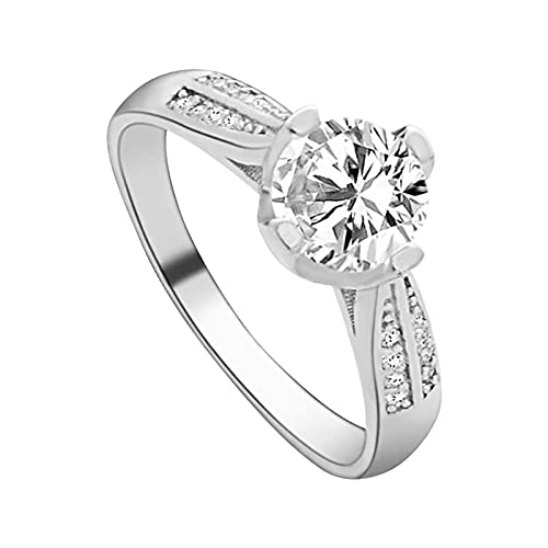 jieGorge Ringe gesetzt Für Frauen Zubehör Hochzeit Engagem Gold Ring Rose Kristall Schmuck Gold Ringe Modekreativer, Leichter, Verstellbarer Persönlichkeitsring für Damen (Silver, 8) von jieGorge