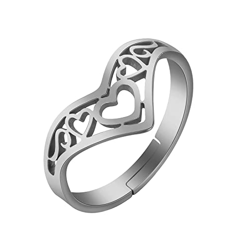 jieGorge Ringe stapeln Stern Herz Ringe für Frauen Männer Splice offen verstellbare Paare Ringe Schmuck Geschenke Zubehör Versprechen Fingerringe Hochzeit Verlobungsbänder (B, One Size) von jieGorge