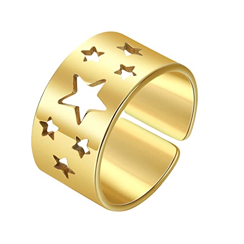 jieGorge Ringe stapeln Stern Herz Ringe für Frauen Männer Splice offen verstellbare Paare Ringe Schmuck Geschenke Zubehör Versprechen Fingerringe Hochzeit Verlobungsbänder (C, One Size) von jieGorge