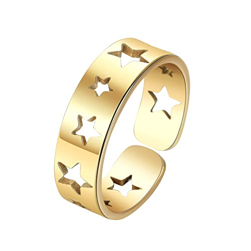jieGorge Ringe stapeln Stern Herz Ringe für Frauen Männer Splice offen verstellbare Paare Ringe Schmuck Geschenke Zubehör Versprechen Fingerringe Hochzeit Verlobungsbänder (E, One Size) von jieGorge