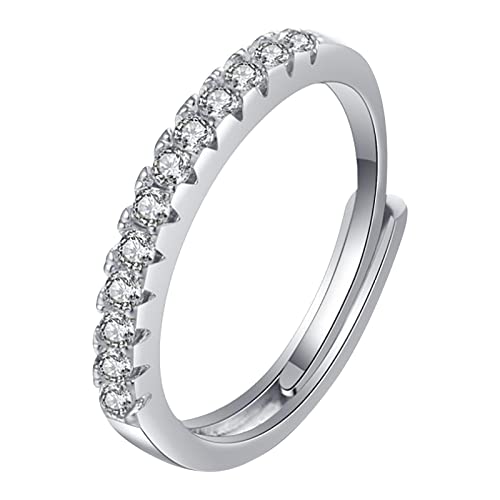 jieGorge Ringfrauen Wunderschöne Eheringe Frauen Schmuck Weiß Ringe Schöner Ring Juwel Legierung Eingelegter Strass Weiblicher Ring Beliebter Exquisiter Ring Einfacher Modeschmuck (Silver, One Size) von jieGorge