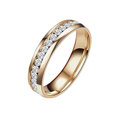 jieGorge Ringgröße 7 Mattiertes Seidenmuster eingelegter Strassring Legierung Frauen Exquisiter Ring Einfache Modeschmuck Geschenkringe für Freunde Mädchen Jungen Diamantringe (Rose Gold, 8) von jieGorge