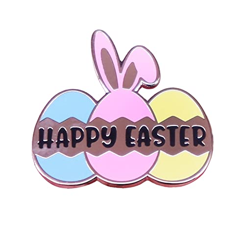 jieGorge Rosenbrosche Fröhliche Ostern Emaille Pin Osterei Hase Abzeichen niedlich Cartoon Dekor Urlaub Schmuck Männer Frauen Blazer Brosche Schmuck 1pc Rosenbrosche (Pink, One Size) von jieGorge