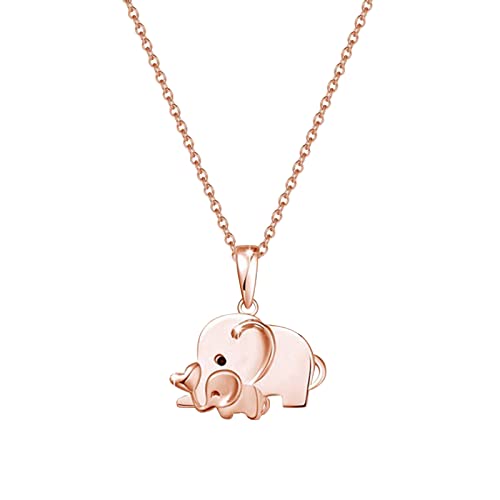 jieGorge Schmuck Anhänger Liebesförmige Mutter Elefant Anhänger Halskette Brief Anhänger Schmuck Geschenk für Mutter Anhänger für Männer (Rose Gold, One Size) von jieGorge