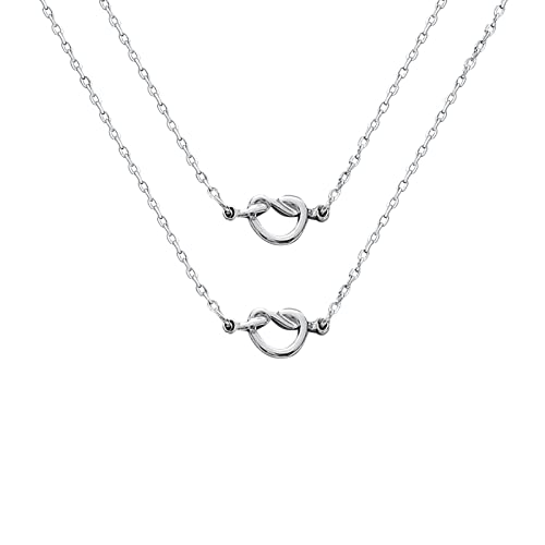 jieGorge Silber Anhänger Good Forever Good Halsketten Freund Halsketten Halskette Freundschaft Knoten Schwester Passende Karte Liebe Halsketten & Anhänger Diamantketten für Frauen (B, One Size) von jieGorge