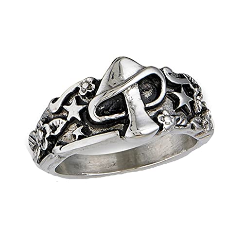 jieGorge Stapelring Style Personalisierte Retro-europäische und amerikanische Blatt-Sternmuster-Ring-Ringe Modekreativer, Leichter, Verstellbarer Persönlichkeitsring für Damen (Silver, 7) von jieGorge