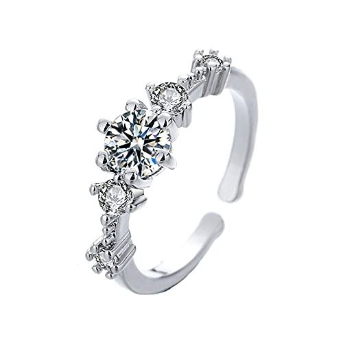 jieGorge Stapelringe Schmuck Zirkonia Net Wind Single Red Frauen Eröffnungs-Diamantringe (Silver, One Size) von jieGorge