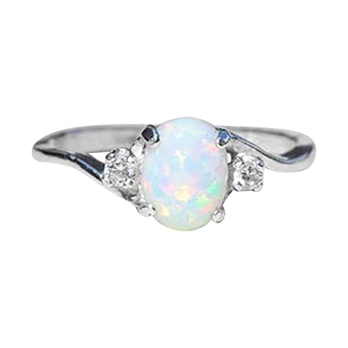jieGorge Teenager~Mädchen~Ringe Feiner Damen Silber Ring Oval Cut Strass Schmuck Geburtstag Vorschlag Geschenk Braut Verlobungsfeier Ring (White, 11) von jieGorge