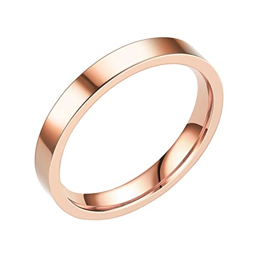 jieGorge Teenager~Mädchen~Schmuck 3MM Edelstahl Massive Ringe Ehering Ringe Für Frauen Ringe Für Männer Glatte Ringe Geometrie Ringe Größe 6 13 (Rose Gold, 6) von jieGorge