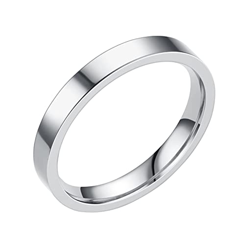 jieGorge Teenager~Mädchen~Schmuck 3MM Edelstahl Massive Ringe Ehering Ringe Für Frauen Ringe Für Männer Glatte Ringe Geometrie Ringe Größe 6 13 (Silver, 6) von jieGorge