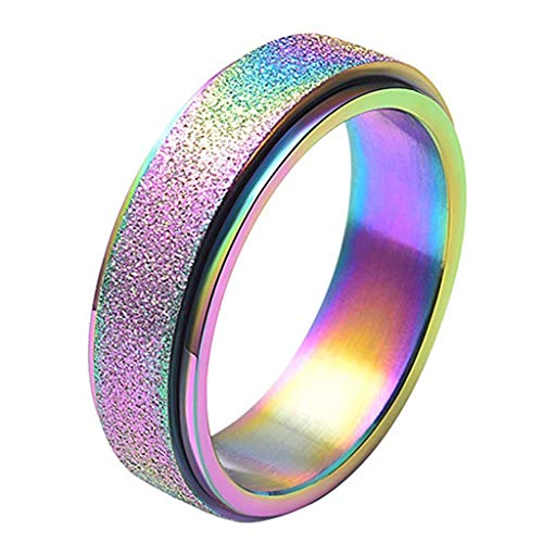 jieGorge Teenager~Mädchen~Schmuck Stahl Größe Geometrie 512 Farbe Mode Ring Ring Frauen Schmuck Edelstahl Ringe Modekreativer, Leichter, Verstellbarer Persönlichkeitsring für Damen (B, 6号) von jieGorge