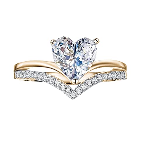 jieGorge Verstellbarer Ring GoldSilver Ring 511Wom Ringe Weiß Hochzeit Frauen Größe Schmuck Herz Strass Ringe Modekreativer, Leichter, Verstellbarer Persönlichkeitsring für Damen (RG7, 7) von jieGorge