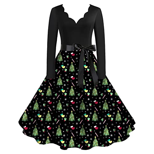 jieGorge Weihnachtskleid Damen Kleid Weihnachten Damen Strickkleid Weihnachten Damen Weihnachtskleid Damen Kleider Elegant Kleid Langarm Herbst Rockabilly Kleider Damen Kleider Damen Festlich von jieGorge