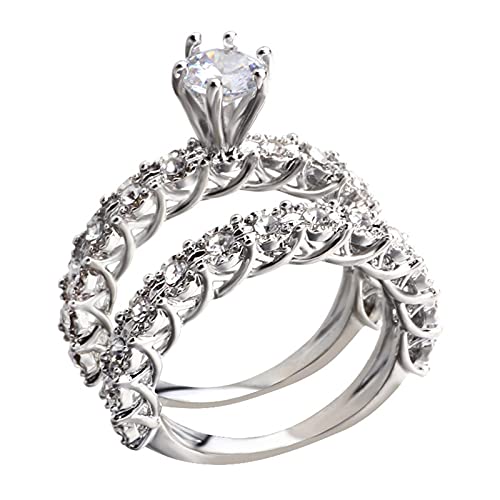 jieGorge Zeigefingerringe für Frauen Kristallringe für Damen, Damen, Herren, Mode, Zirkonia, geschnitzt, Retro-Ringe, Set, Kristallringe für Damen, Hochzeit, Party, Paar (D, 9) von jieGorge