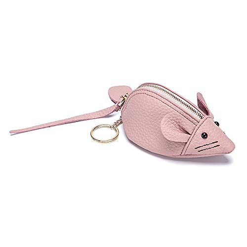 Cartoon kleine Maus Frauen Geldbörse niedliche Mini-weiche Leder Geldbörse Schlüsselanhänger Gadget Schlüsseletui aus echtem Leder,Kleingeldbörse (rosa) von jiejack