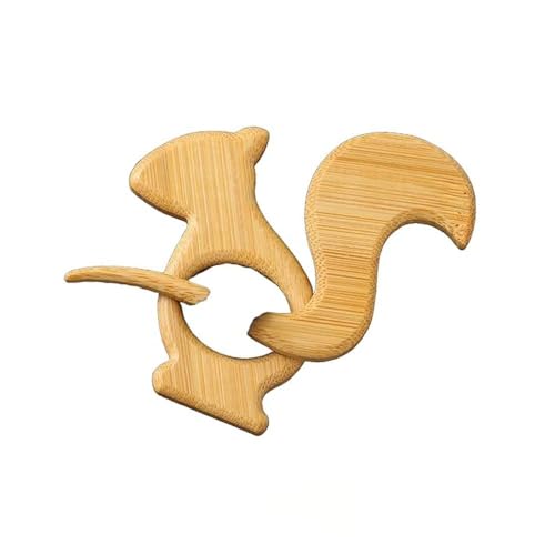 Tuchnadel,Holz Tier-Brosche Handgeschnitztes Massivholz Accessoire Natürliche Holz Katze Fuchs Eichhörnchen Design Geschenkbox für Geburtstag (Eichhörnchen) von jiejack