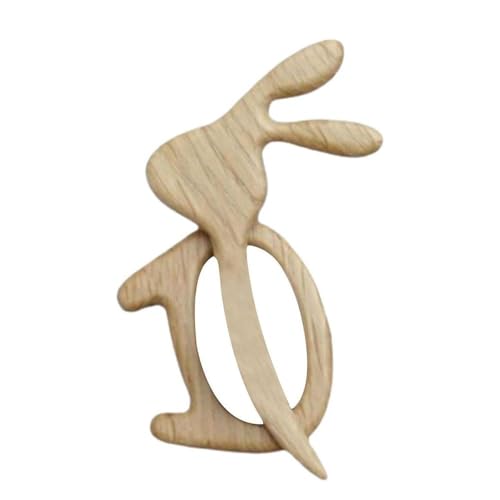 Tuchnadel,Holz Tier-Brosche Handgeschnitztes Massivholz Accessoire Natürliche Holz Katze Fuchs Eichhörnchen Design Geschenkbox für Geburtstag (Kaninchen) von jiejack