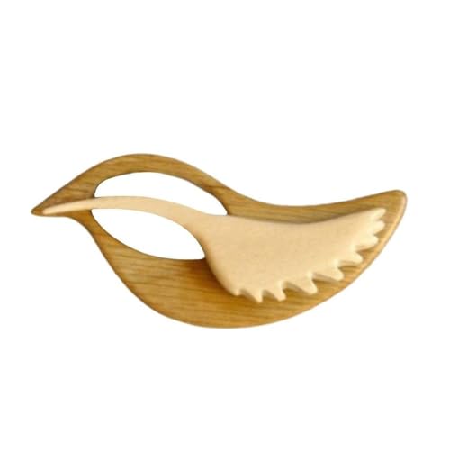 Tuchnadel,Holz Tier-Brosche Handgeschnitztes Massivholz Accessoire Natürliche Holz Katze Fuchs Eichhörnchen Design Geschenkbox für Geburtstag (Vogel) von jiejack