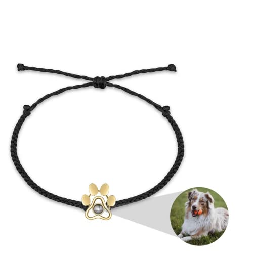 Personalisiertes Foto-Projektionsarmband • Personalisiertes Bild im Inneren des Armbands • Minimalistischer Gedenkschmuck für Haustiere • Trendy (Hund schwarz, 1 Stück) von jifu