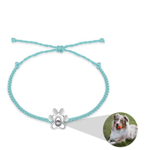 Personalisiertes Foto-Projektionsarmband • Personalisiertes Bild im Inneren des Armbands • Minimalistischer Gedenkschmuck für Haustiere • Trendy (Hundeblau, 1 Stück) von jifu