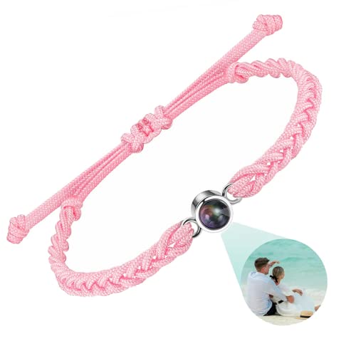 Personalisiertes Foto-Projektionsarmband • Personalisiertes Bild im Inneren des Armbands • Minimalistischer Gedenkschmuck für Haustiere • Trendy (Rosa, 1 Stück) von jifu