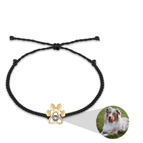 jifu Fotoprojektionsarmband, personalisiertes Bild-, Foto-Projektionsarmband, Hunde-Fotoprojektionsarmband, Haustier-Fotoprojektionsarmband, Seilarmband (schwarz, 1 Stück) von jifu